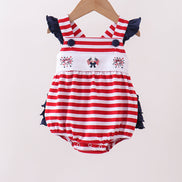 Red stripe flag fireworks embroidery ruffle bubble