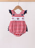 Red stripe flag fireworks embroidery ruffle bubble