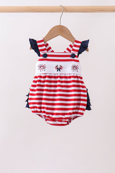 Red stripe flag fireworks embroidery ruffle bubble