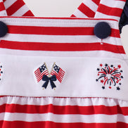 Red stripe flag fireworks embroidery ruffle bubble
