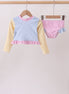 Blue stripe ruffle rashguard set