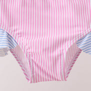 Blue stripe ruffle rashguard set