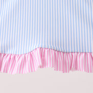 Blue stripe ruffle rashguard set