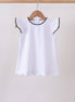 Snow white flutter sleeve scalloped top