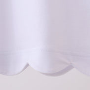 Snow white flutter sleeve scalloped top