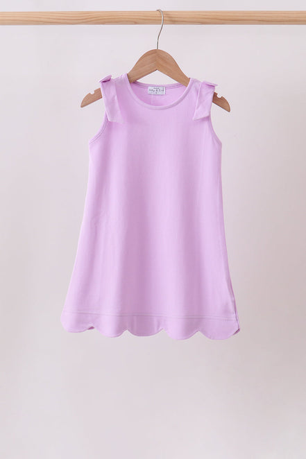 Purple Scalloped Bow Dress