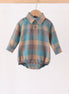 Teal Plaid Button Down Bubble