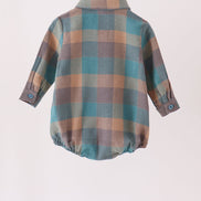 Teal Plaid Button Down Bubble