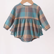 Teal Plaid Ruffle Bubble
