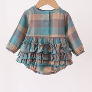 Teal Plaid Ruffle Bubble