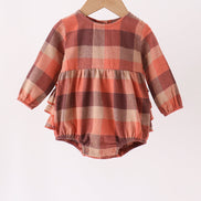 Harvest Rust Plaid Ruffle Bubble