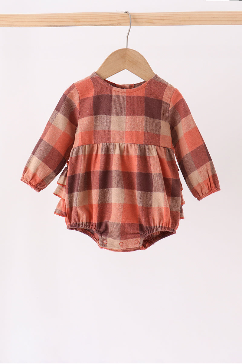 Harvest Rust Plaid Ruffle Bubble