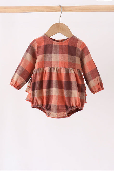 Harvest Rust Plaid Ruffle Bubble