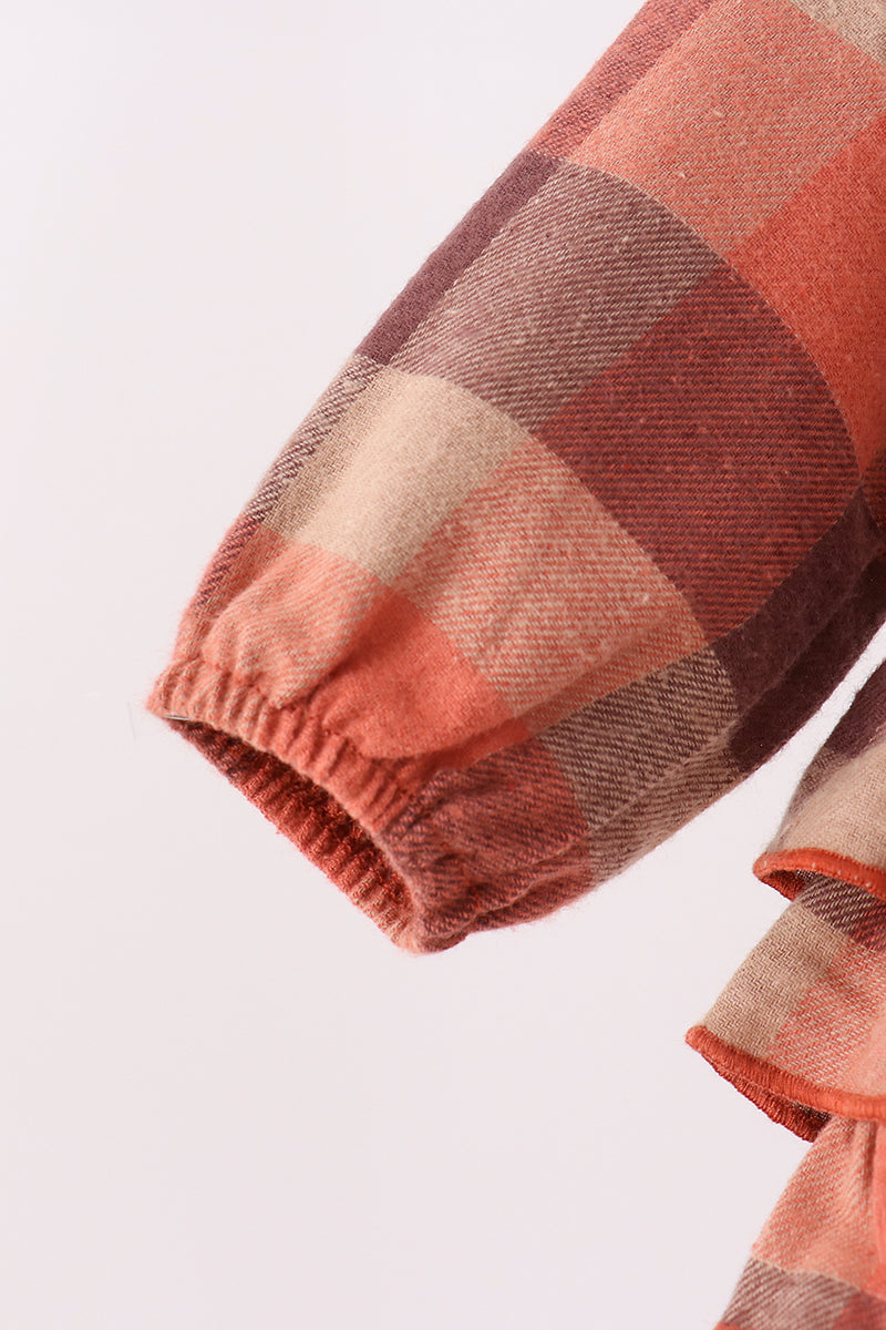 Harvest Rust Plaid Ruffle Bubble
