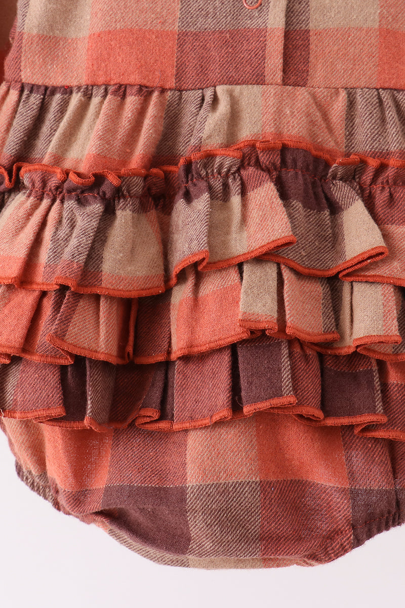 Harvest Rust Plaid Ruffle Bubble