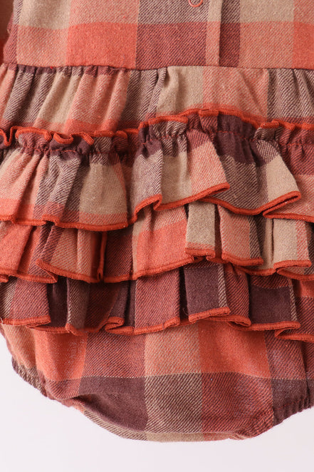 Harvest Rust Plaid Ruffle Bubble