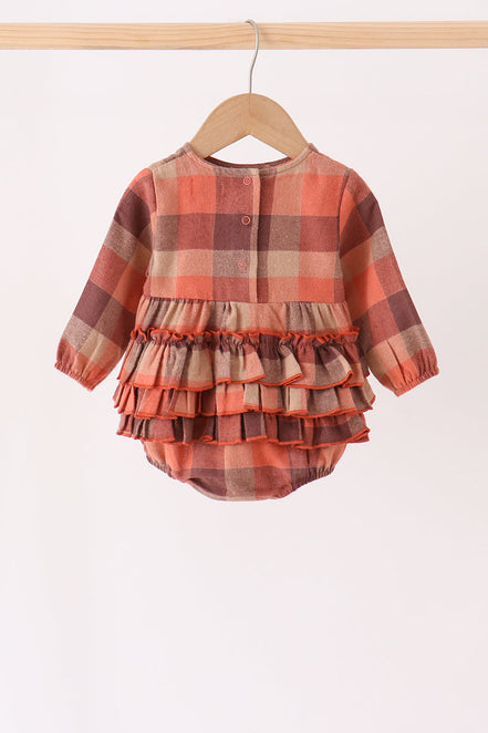 Harvest Rust Plaid Ruffle Bubble