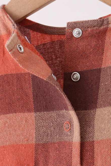Harvest Rust Plaid Ruffle Bubble