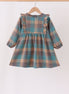 Teal Plaid Ruffle Dress