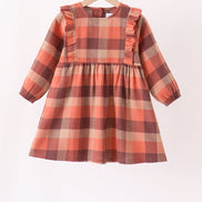 Rust Plaid Ruffle Dress