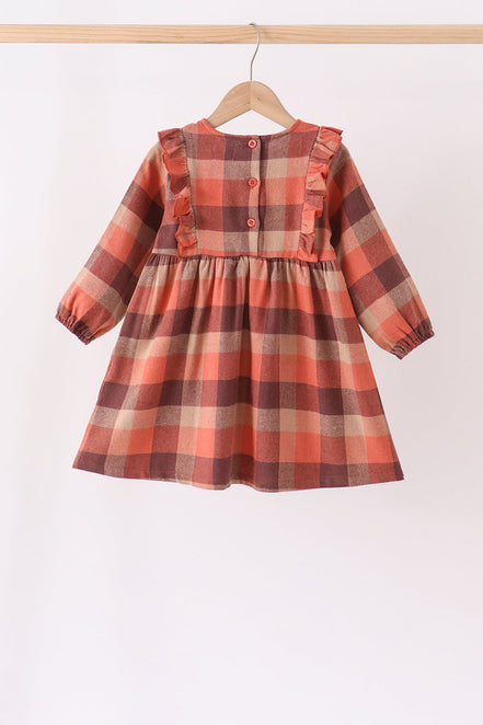 Rust Plaid Ruffle Dress