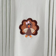 Sage turkey embroidery ruffle pants set