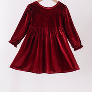 Maroon velvet bow dress