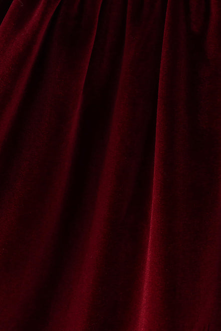 Maroon velvet bow dress