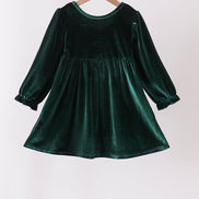 Green velvet bow dress