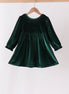 Green velvet bow dress
