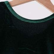 Green velvet bow dress