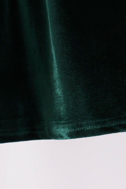 Green velvet bow dress