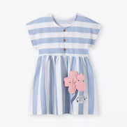 Children's Striped Button Detail Dress - Little Janey Shop