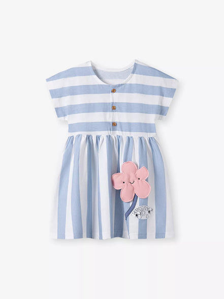Children's Striped Button Detail Dress - Little Janey Shop