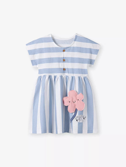 Children's Striped Button Detail Dress - Little Janey Shop