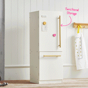Tiny Land® Play Kitchen Accessories – Play Kitchen Fridge: Wooden Cabinet Refrigerator for Kids