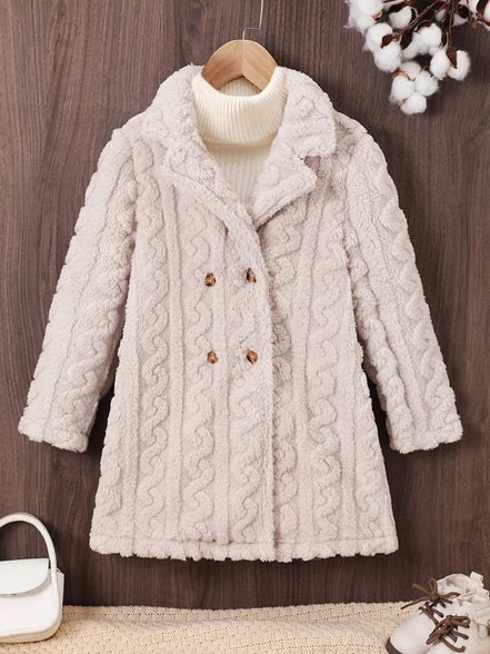 Children's Cozy Textured Double - Breasted Outerwear - Little Janey Shop