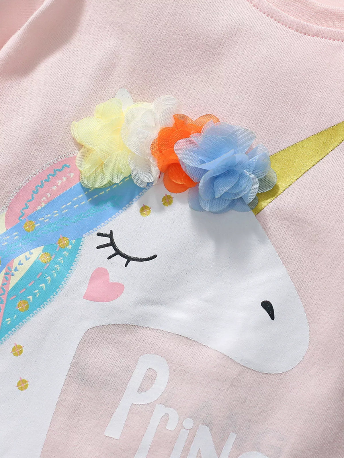 Children's Unicorn Graphic Round Neck T-Shirt - Little Janey Shop