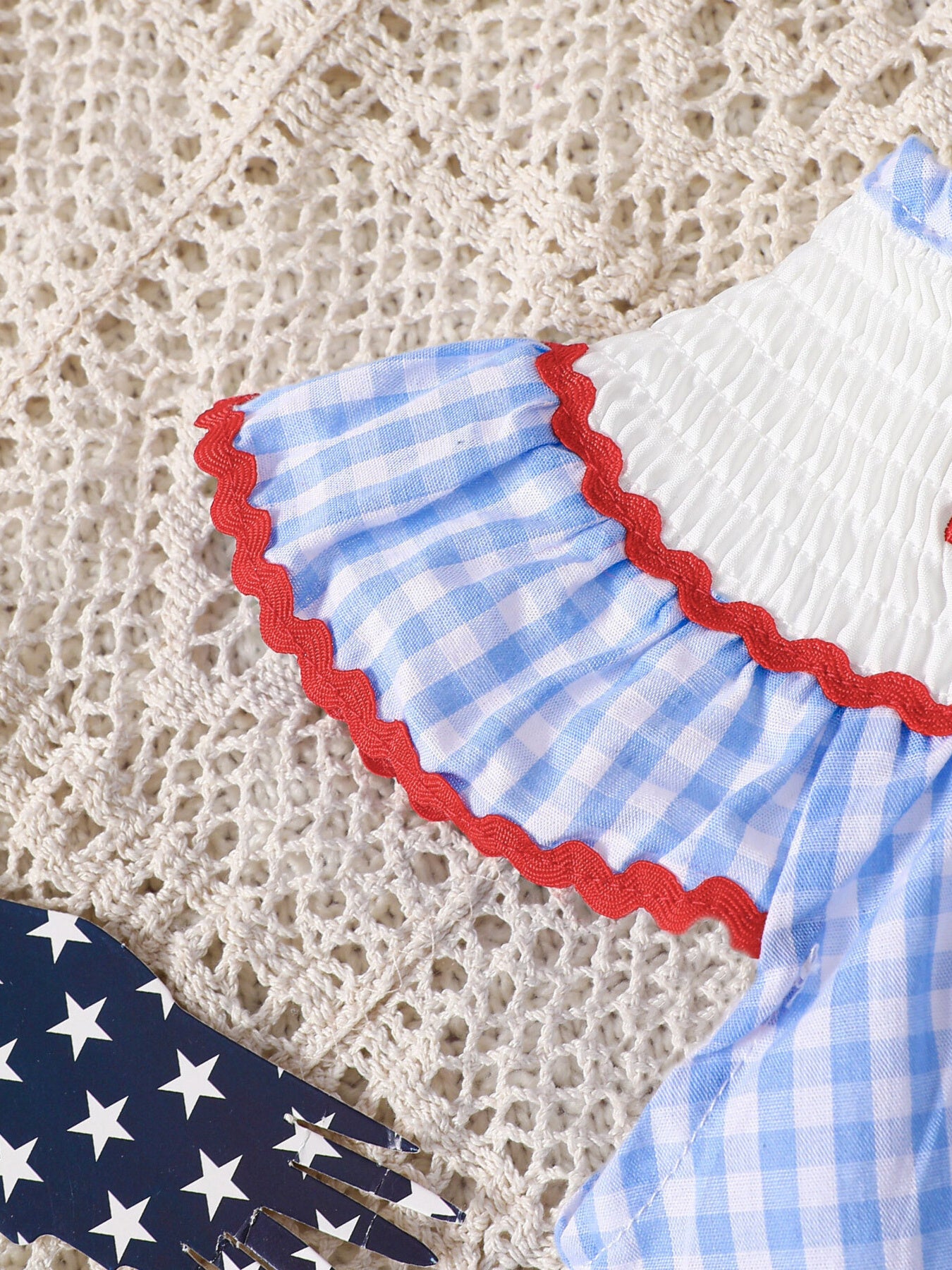 Children's Patriotic Embroidered Gingham Top and Shorts Set - Little Janey Shop