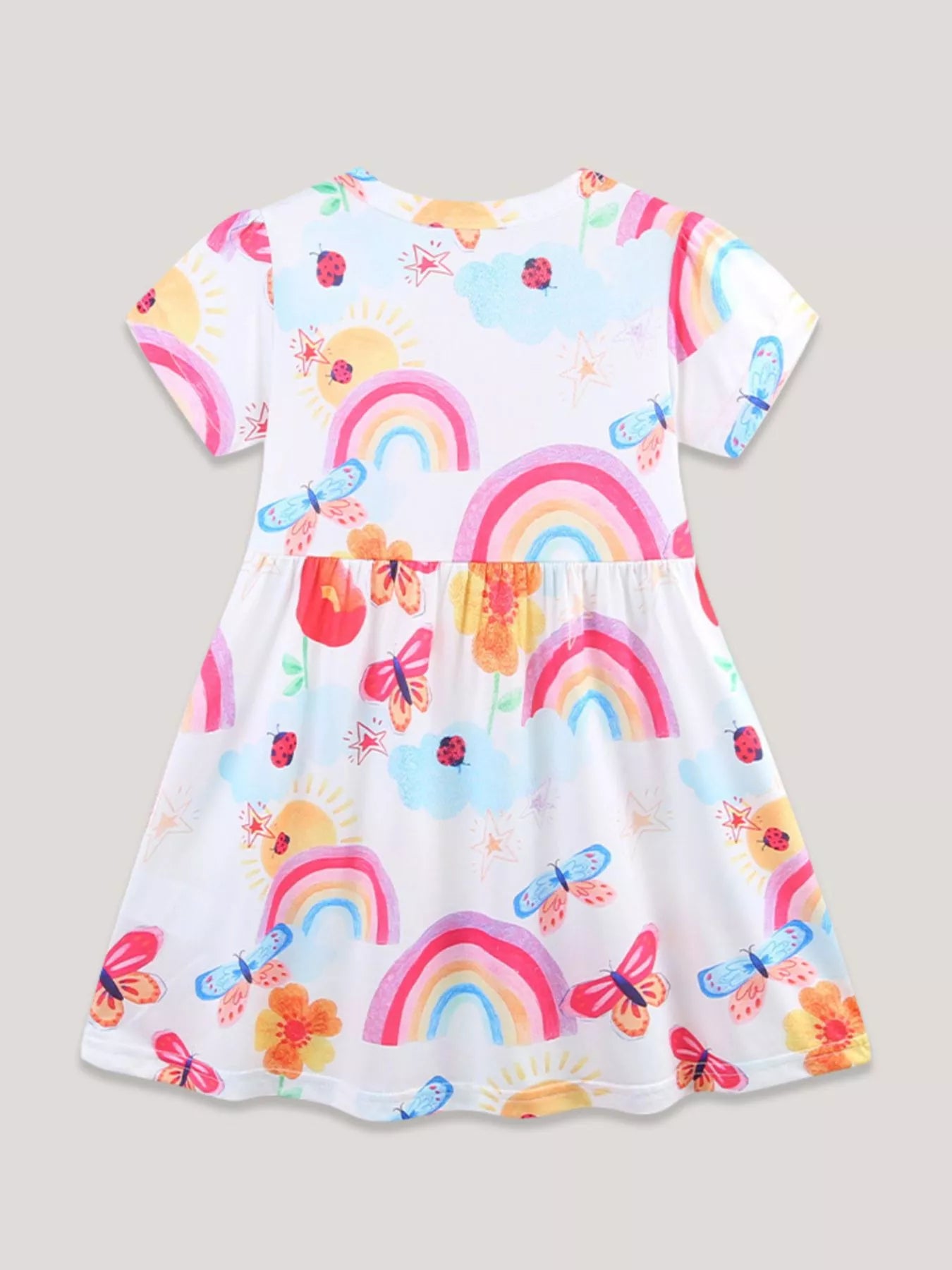 Children's Rainbow Butterfly Print Casual Dress - Little Janey Shop