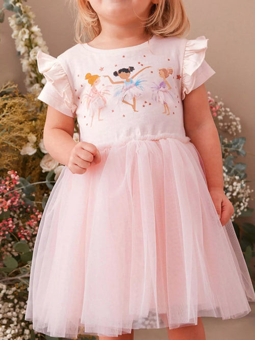 Children's Ballerina Short Sleeve Tulle Dress - Little Janey Shop