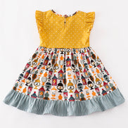 Platinum Yellow halloween dot ruffle pocket dress