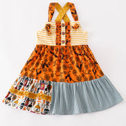 Platinum Yellow halloween print apron dress