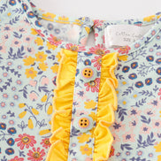 Platinum Blue floral print ruffle girl dress
