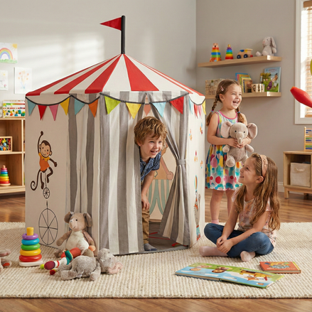 Kids Circus Tent Playhouse — Cotton Canvas Roleplay Play Tent for Children | Little Janey