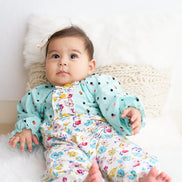 Platinum mint floral print baby girl romper