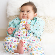 Platinum mint floral print baby girl romper