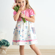 Platinum balcony pink dot dress
