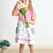 Platinum balcony pink dot dress