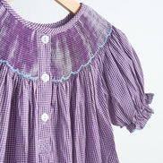 Purple castle hand smocked gingham dress